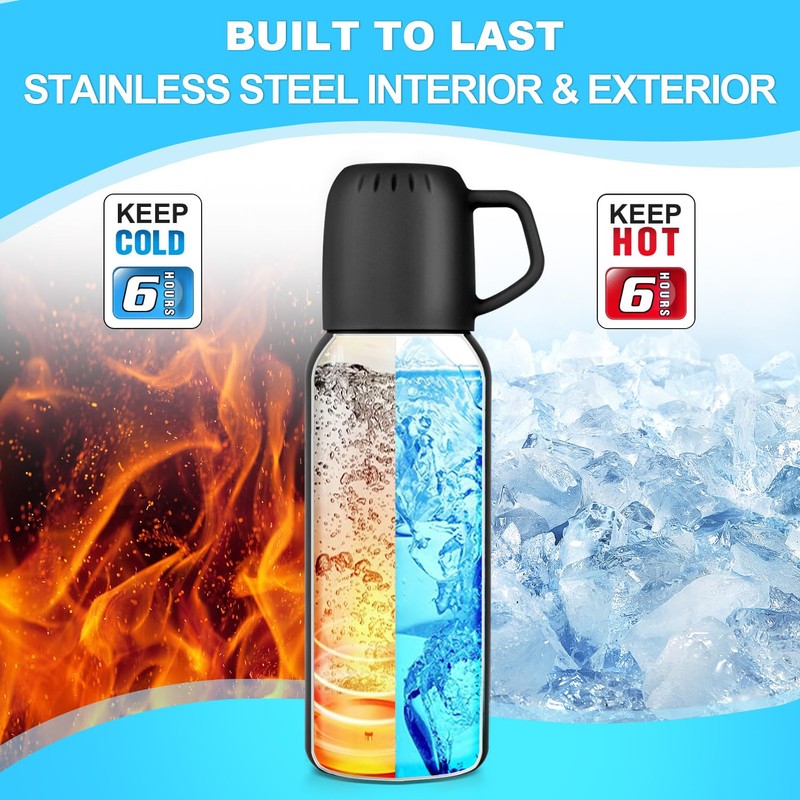 Thermal Flask with Cup 648ml/22oz Flask for Hot Drink, Vacuum