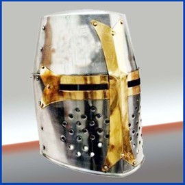 THE ARMOUR WORLD. Hub Knight Armor Crusader New Templar Helmet Helm w/Mason's Brass Cross Crusader Helmet
