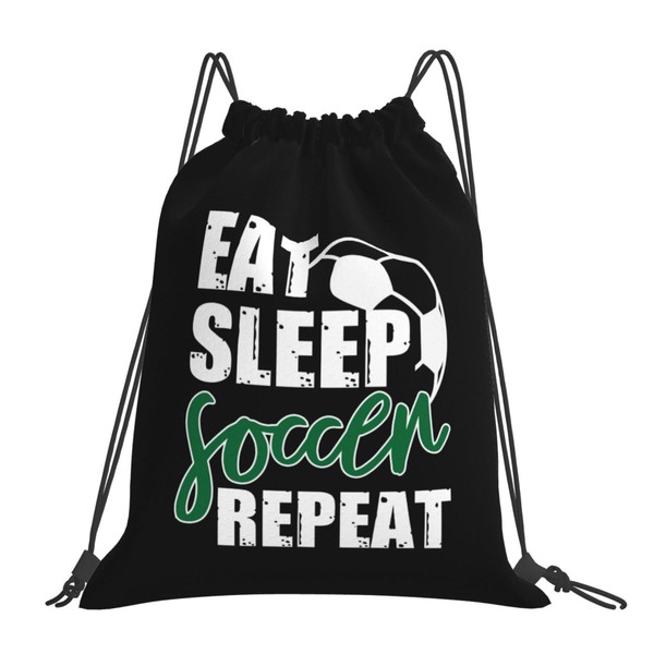 AIMASTZ Eat Sleep Soccer Repeat Unisex Drawstring Backpack Bag Sport