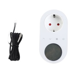 Digital Thermostat Outlet Plug 16A Outlet Socket Temperature Controller 5+1+1 Six Periods and Heating and Cooling Mode with Touch Button LCD Screen for Fan Heater Radiator AC Air Conditioner Home