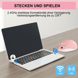 Kabellose Maus Cute Cartoon Hamster Shape Mouse Portable Travel 2.4GHz 1200DPI Optical Cordless Mouse mit USB-Empfänger Compact Silent Mäuse für Laptop PC Computer Mac für Kinder Geschenk, Rosa