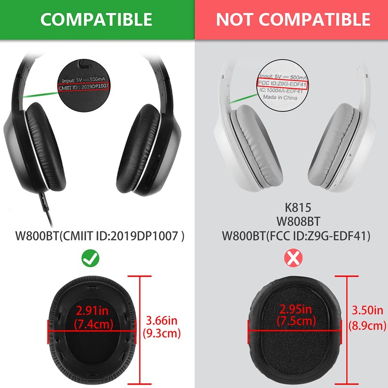 Geekria QuickFit Replacement Ear Pads for Edifier W800BT (CMIIT ID:2019DP1007)