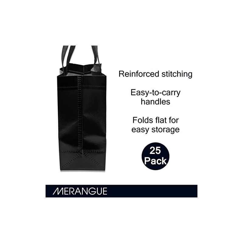 Merangue Reusable Bulk Shopping Bags, Laminated, Foldable Grocery Bags, Black,