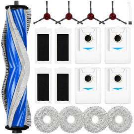 KTNAid 18 St1ck Zubeh?r f1r Ecovacs Deebot T30S / T30S PRO Saugroboter, 1 Hauptb1rste 4 Staubbeutel 4 Wischt1cher 4 Filter 4 Seitenb1rsten 1 Reinigungsb1rste