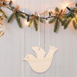 50Pcs Wood Christmas Ornaments Elk Bird Wood Hanging Pendant Wood Decoration for DIY Crafts Wedding Christmas (50pcs Bird Shape)