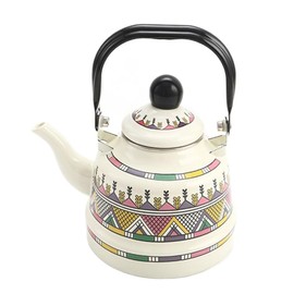 zaoalife Enamel Tea Kettle Coffee Kettle Vintage Tea Kettle Tea Pot with Handle Large Porcelain Enameled Teakettle Floral Hot Water Boiler Pot for Home Kitchen