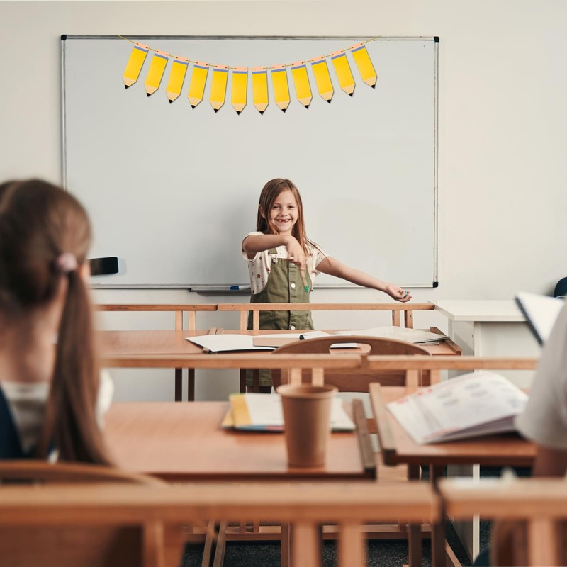 Oeyliz Back to School Pencil Banner Pencil Garland Classroom Decor