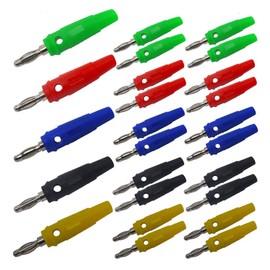 Senven 25Pcs 4mm Banana Plugs, Gold Plated, 5 Colors - Speaker, Amplifier Compatible