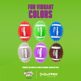 Gnawsome 4.5" Spiky Squeak & Light Football for Dogs - Durable, Rubber Bouncy Puppy Fetch & Chew Toy for Your Pet, Colors Will Vary for All Breed Sizes