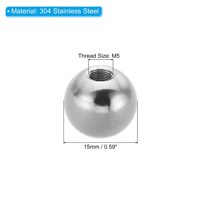 PATIKIL M5x15mm Ball Nuts Knob, 4 Pcs Female Thread 304