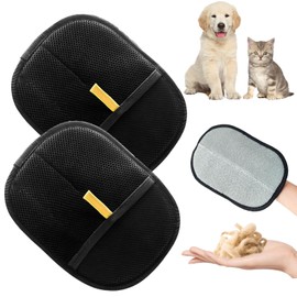 Double-Sided Electrostatic Pet Hair Remover Gloves - Reusable Grooming Gloves for Dogs & Cats, Furniture, Carpet, Sofa & Car Seat Cleaning（2PCS Yellow）