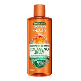 Garnier Fructis Borrador de Daño Crema para Peinar Transparente Colágeno Jelly 300ml, con Ácido de Fruta y Colágeno Vegetal, para Cabello Dañado y Oleoso