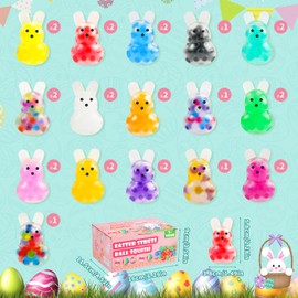 OFRYH 28Pack Easter Squishies,Easter Bunny Stress Balls for Adults,Easter Basket Stuffers,Bulk Squishy Easter Toys Stress Relief Fidget,Easter Egg Fillers Party Favors Gifts