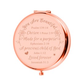Christian Gifts for Women Religious Bible Verse Inspirational Gifts for Women Daughter Friends Compact Mirror Baptism Gifts for Teen Girls Kids Birthday Christmas Valentines Gifts for Girlfriend Wife