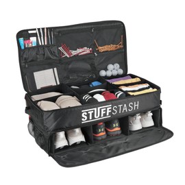 STUFFSTASH Golf Trunk Organizer – Extra Large Car & SUV Storage for Golf Gear (3 Pairs of Shoes, Ventilated Shoe Section, Reinforced Base, Dividers for Tees & Accessories)