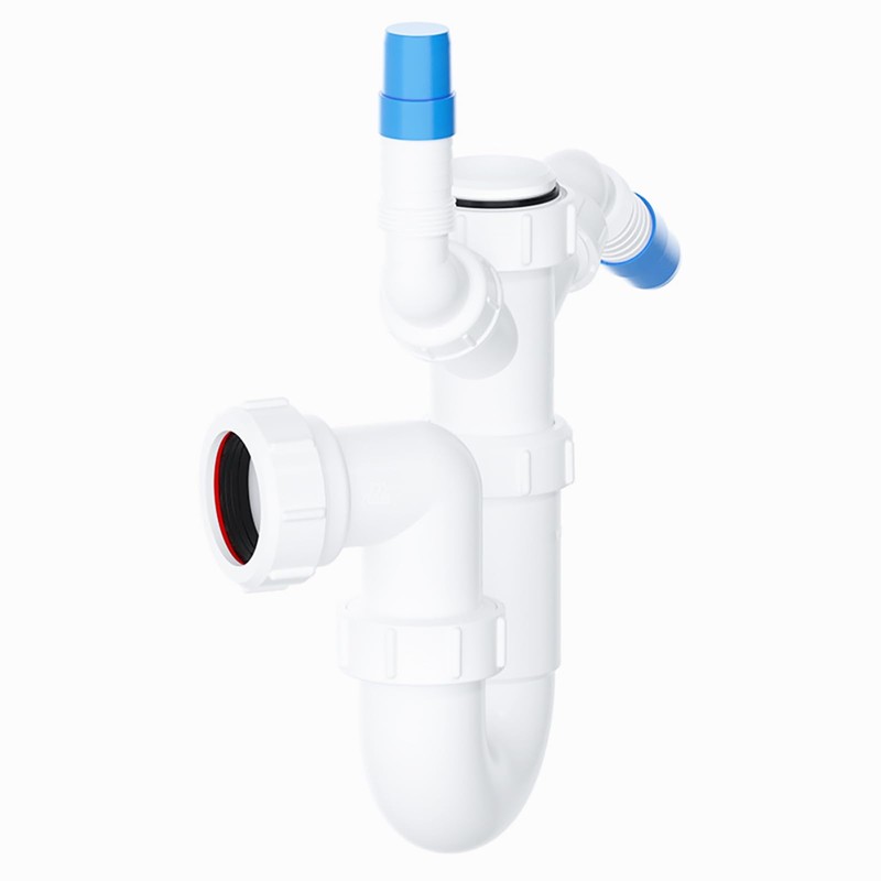 SPARES2GO 40mm Sink Trap Double Nozzle Washing Machine Dishwasher 75mm