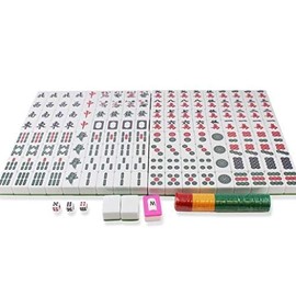 USA MJ TABLE .COM Complete Chinese Filipino Mahjong Set, 144 Tiles, Dice, Chips, Wind Indicator, English Instructions (Box Green)