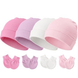 Newborn Baby Hats and Mittens Set for Unisex Infant Toddler Soft Beanie Hat Newborn Hospital Hats for Boys Girls 0-6 Months