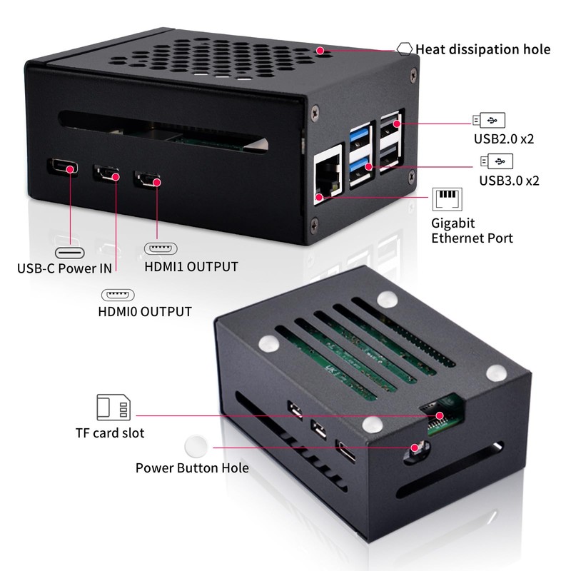 GeeekPi Metal Case for Raspberry Pi 5, Support X1000/X1001/N04/N05 PCIe
