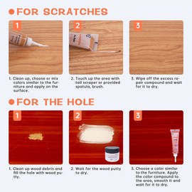 Wood Scratch Repair Kit - 18 Color Wood Fillers Paste for Scratch, Crack, Stain, Discoloration on Vinyl, Hardwood, Laminate, Floor, Furniture, Door, Cabinet, Table, Multi-Surface