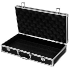 DOITOOL Aluminum Tool Case Tool Chest, Portable Tool Box with Padded Foam, Metal Briefcase Tool Box Lockable Storage Toolbox for Measurement Instruments Tool Box (36 x 20 x 7.5cm, Black)