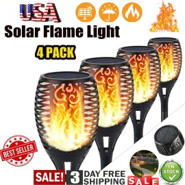 Claoner 4 PACK Flickering Solar Lights Flame Torch Outdoor Landscape Garden Yard Lights
