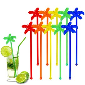 50 Pcs Fun Plastic Cocktail Swizzle Sticks Tropical Palm Tree Shaped Cocktail Ice Drink Stirrers for Cocktail Juices Chocolate Milk