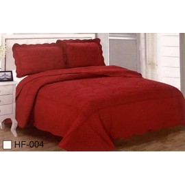 CASA ETERNA 100% Cotton Quilt Bedspread Queen Size 3Pcs Reversible Embroidered 90”X100” 6lbs