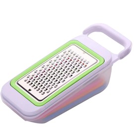 Buaak Cheese Grater with Plastic Container, 4 in 1 Cheese Grater, Fine and Coarse Metal Hand Vegetable Grater, Adjustable Cheese Shredder for Kitchen