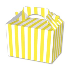 STRIPED PARTY BOXES - PACK OF 10 - Children/Kids Party Boxes Carry Food Meal Fun Picnic Birthday Wedding Favour / Baby Shower Party Box Loot Bag (Yellow)