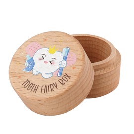 Tooth Fairy Box, Wooden Tooth Holder Tooth Cute Tooth Keepsake Box Tooth Storage Box Baby Tooth Saver Container Box for Kids Boys and Girls(Style 5)