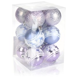 com-four® 12 x Christmas Baubles, 6 cm - Shatterproof Plastic for Christmas, Tree Decoration for the Christmas Tree with Pendant
