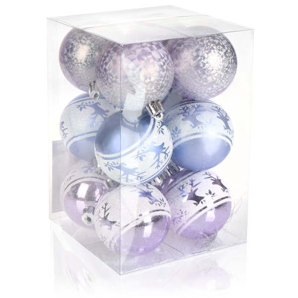 com-four® 12 x Christmas Baubles, 6 cm - Shatterproof Plastic
