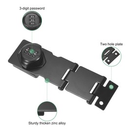 M METERXITY Keyless Combination Lock, 3.78" Zinc Alloy Mechanical Password Twist Knob Hasp Locks Latch for Cabinet/Closet/Garage/Drawers/Garden/Bathroom,90/180 Degree Barn Door Lock [Black]