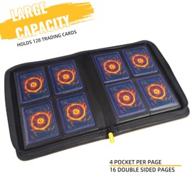 Toploader Binder,4-Pocket Top Loader Trading Card Binder Album Compatible for PKM TCG MTG,Holds 3"x4" 128 Rigid Cards - Yellow Red