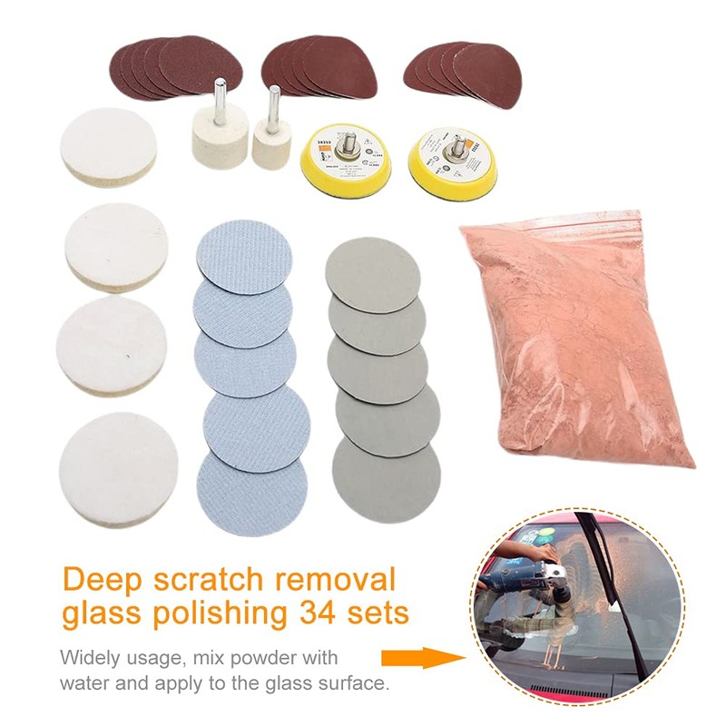 Glass Polishing Kit, 34Pcs/Set Multifunctional Scratch Remover Window Repair Tool,