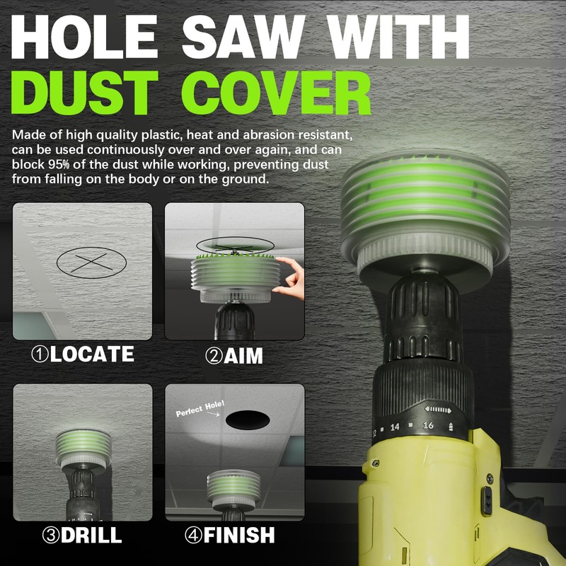 [8-in-1 Kit] Bi-Metal 3", 4-1/4", 6-1/4" Hole Saws + Drill