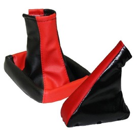 Aerzetix - Pair of gaiter gear lever and handbrake .Color: Red and black .