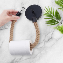 HOJLKLD 2 Pack Nautical Retro Hand Towel Ring Rope Toilet Paper Holder Wall Mounted for Bathroom or Kitchen,Pipe Rope Towel Ring,19.7 Inch Rope Tissue Holder (Iron, 2)