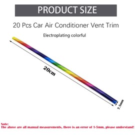 CTRICALVER 20 cm Car Air Vent Decoration Strips (20 Pieces), DIY Decoration Strips PVC Car Air Conditioning Air Outlet Trim Strip Decor Accessories (Electroplating Colourful)