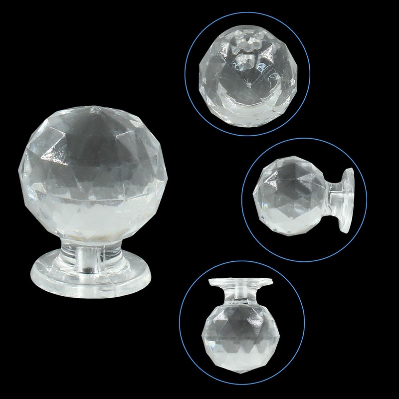 Kemcatui 12Pcs Acrylic Mini Knobs, Round Tiny Drawer Knobs Clear