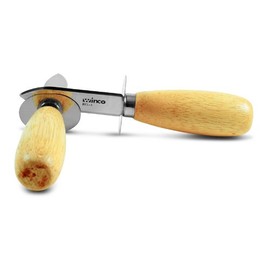Winco 6-Inch Oyster Knife, Oyster Shucker, Clam Knife, Stainless Steel, w/Sheath Hand-Guard, Wooden Handle, Set of 2