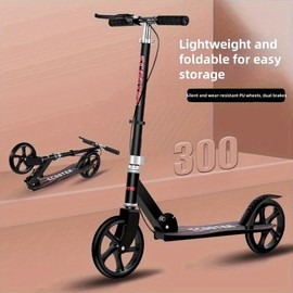 1PC Adult Handbrake Scooter, Youth Commuting Car For Work And Campus, Foldable, Easy To Store Without Taking Up Space - Color: Black-Dual Brake