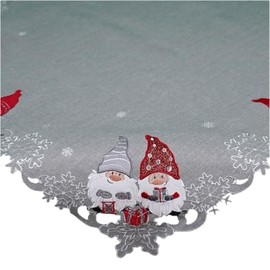 texpot Tablecloth 85 x 85 cm Light Grey Gnome Christmas Winter Decoration