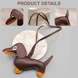 Wei Tech Dachshund Faux Leather Keyring - Cute Bag Charms for Women, Children & Dog Fans, Ideal for Backpack, Keychain & Decoration, brown, Unit size