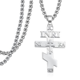 Hantuorui Orthodox Cross Necklace for Men & Women - 925 Sterling Silver Religious Pendant, Unique Christian Jewelry for Birthday & Gift Giving