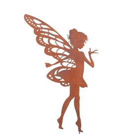 FCHMY Metal Fairy Silhouette Sculpture, Elf Sitting Garden Decoration Rust Look, Girl Silhouette Garden Statue for Garden, Patio, Balcony, Flower Pot