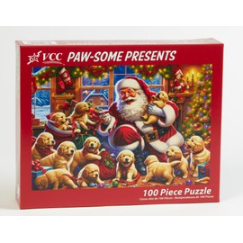 Vermont Christmas Company – Paw-Some Presents 100 Piece Jigsaw Puzzle - Large Interlocking Pieces Perfect for Kids & Adults Alike - 19" x 13"