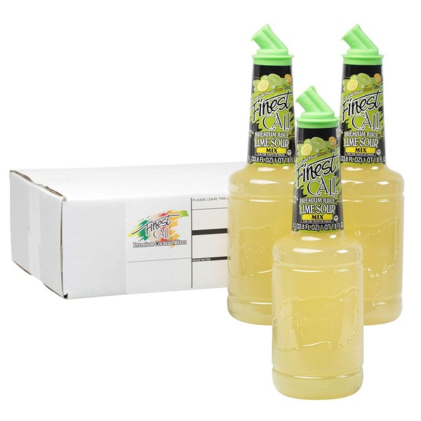 Finest Call Premium Juice Lime Sour Drink Mix, 1 Liter Bottle (33.8 Fl Oz), Pack of 3