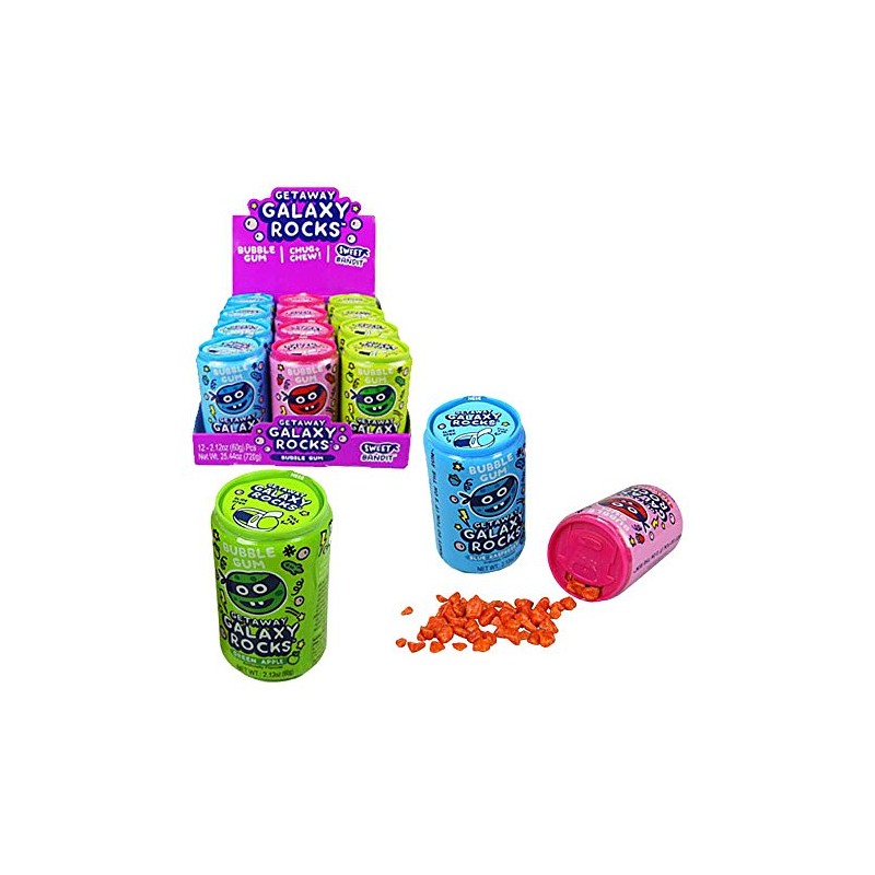 Getaway Galaxy Rocks Bubble Gum 2.12oz Bottles 12 Pack